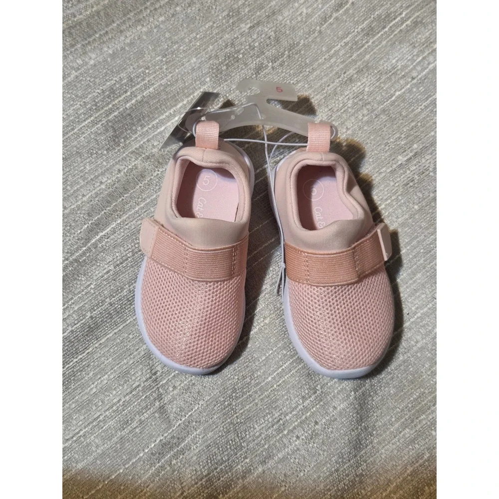 Cat & Jack Austen Toddler Girls Pink Shimmer Mesh Slip On Sneakers Size 5 NEW